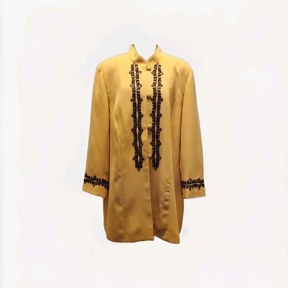Allison Woods Jackets & Blazers - Allison Woods Vintage Women's Size 22W Gold Jacket Mandarin Collar Long Sleeve
